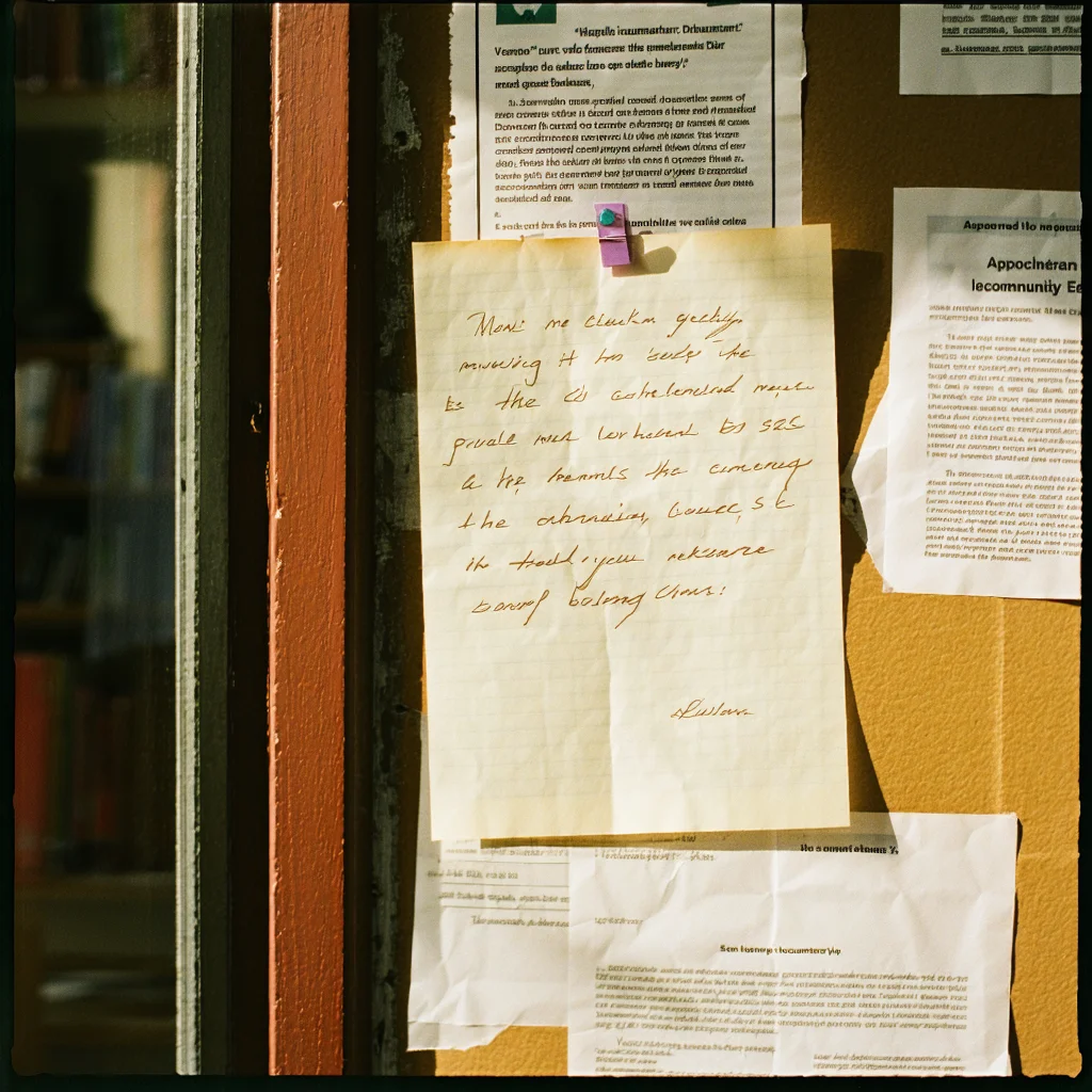 A Handwritten Note in Richford Asks Whether the Community Board Should Stay