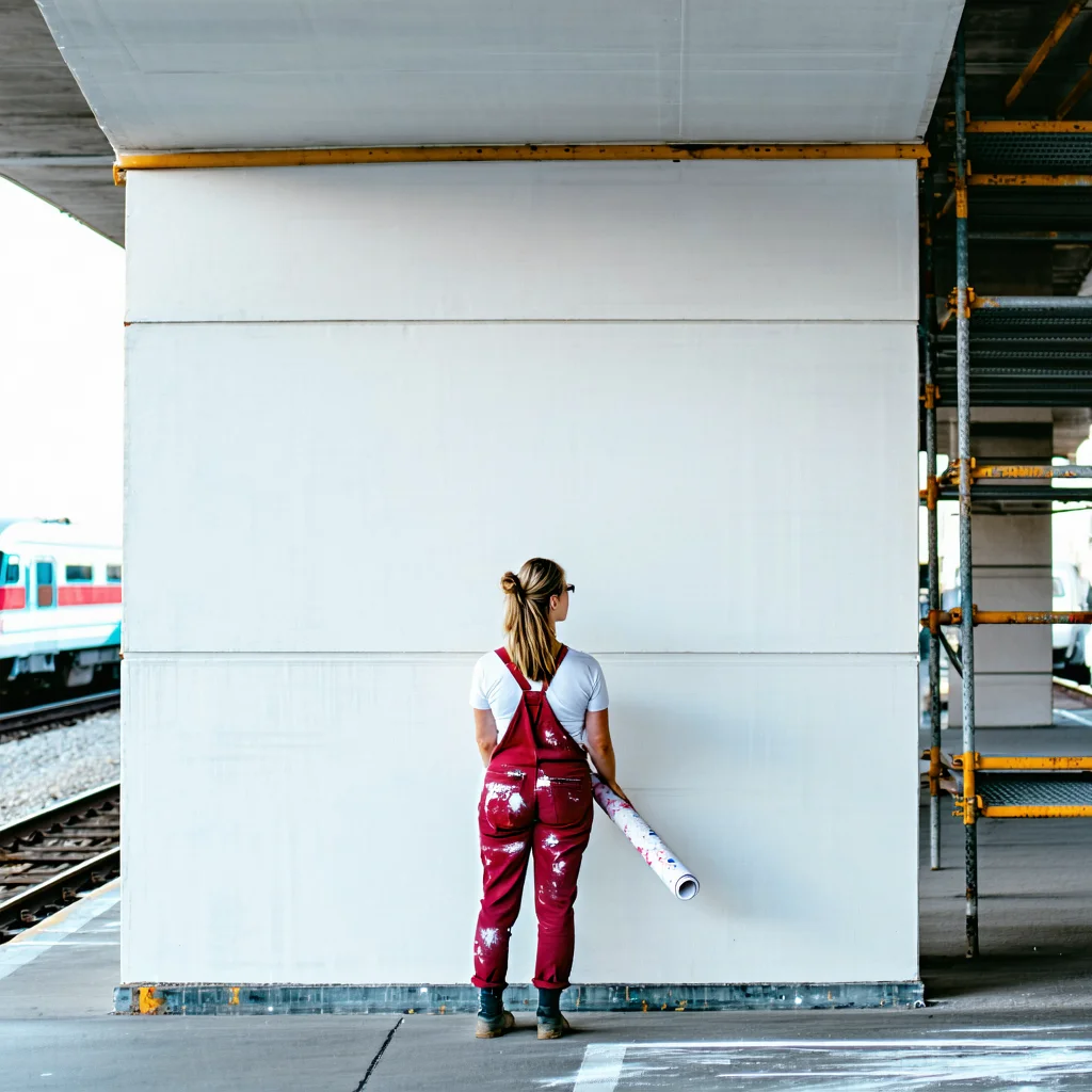 Wall Primed, Artist on Site: 'Les Marées' Mural Work Begins in Burlington